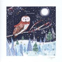 Moonlight Owl Christmas Card
