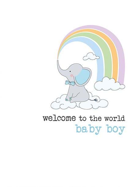 Elephant New Baby Boy Card