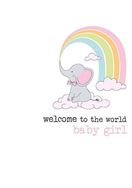 Elephant New Baby Girl Card