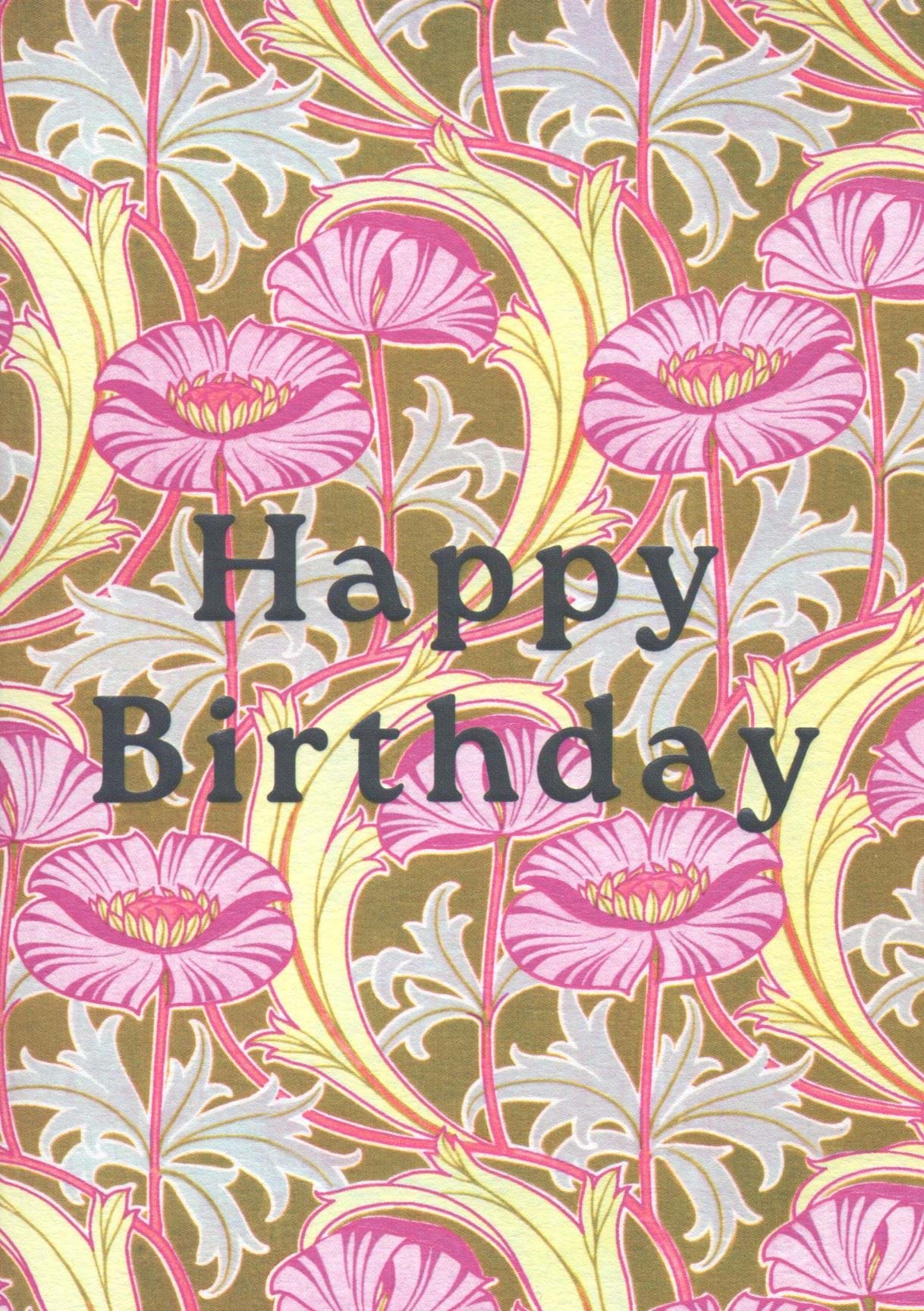 Pink Flowers Birthday Card