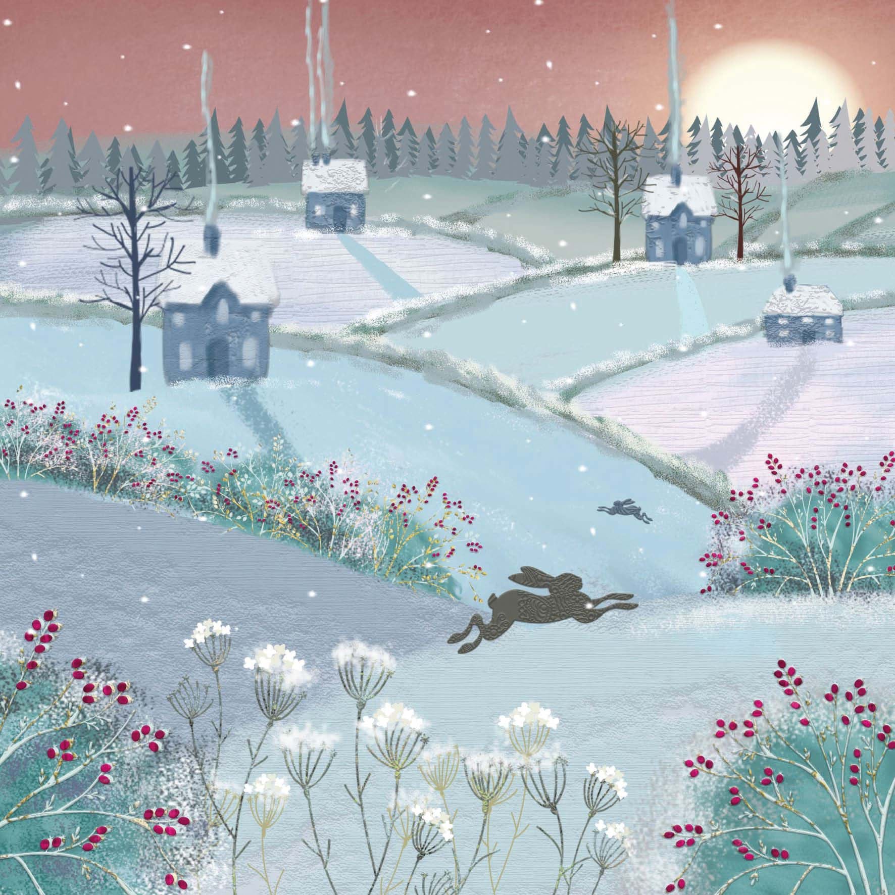 Countryside Hare - Personalised Christmas Card