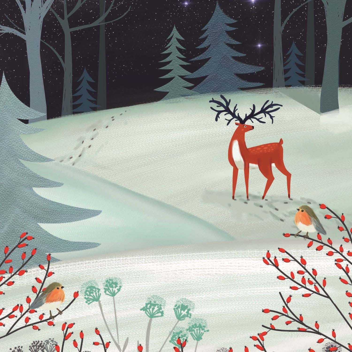 Midnight Deer - Personalised Christmas Card