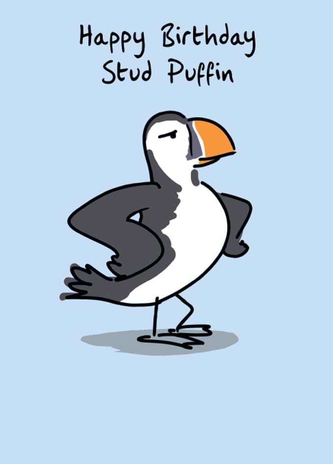 Stud Puffin Birthday Card