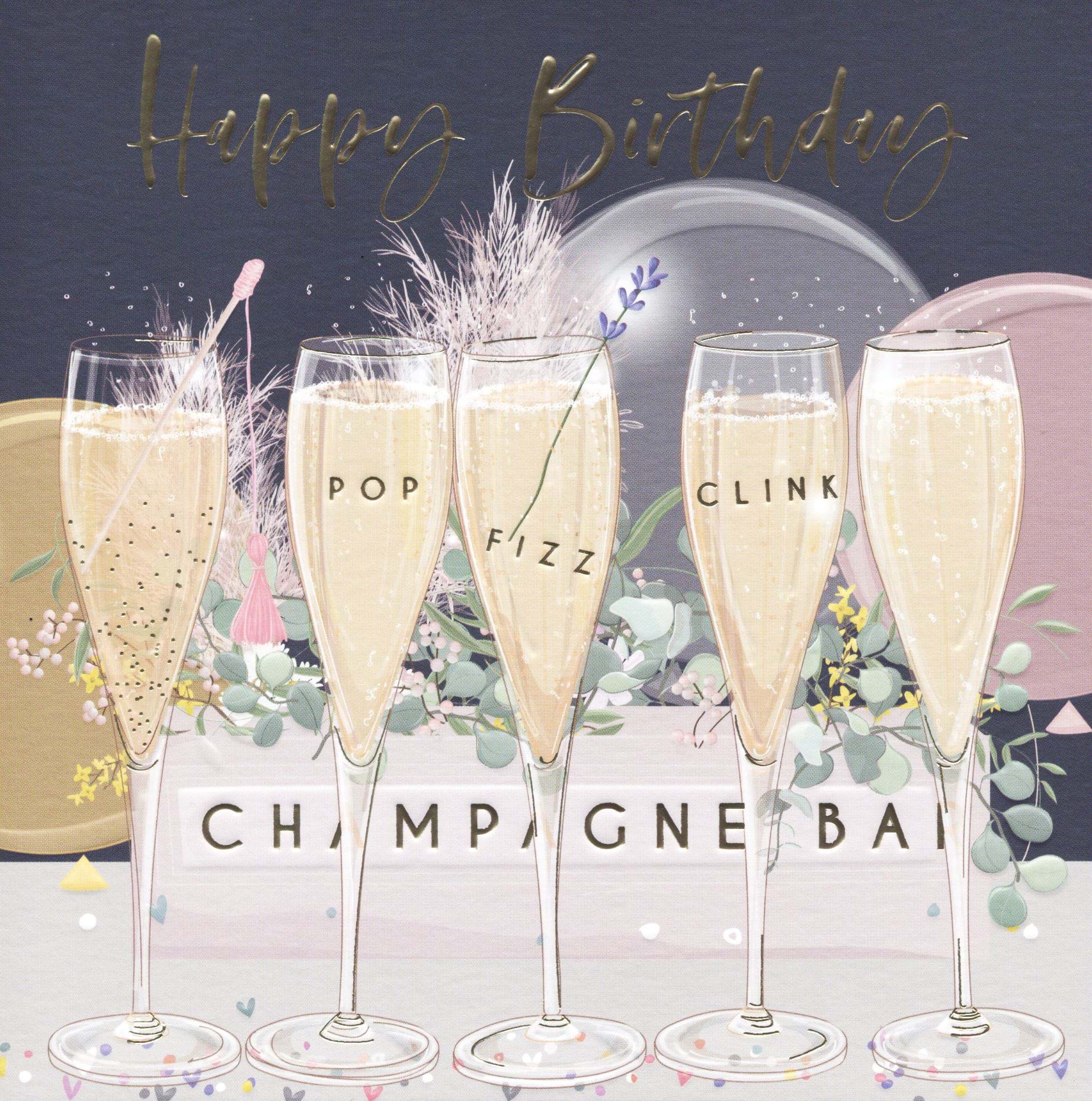 Champagne Bar Birthday Card