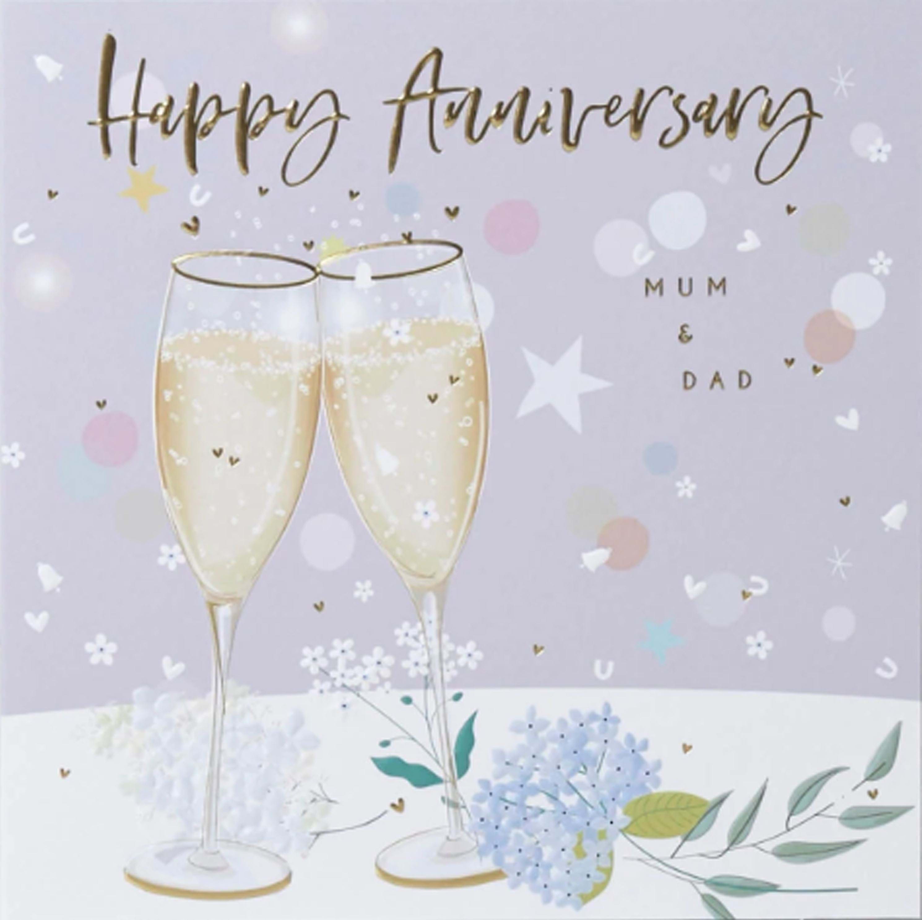 Champagne Mum and Dad Anniversary Card