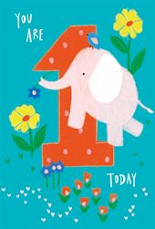 Elephant 1st Birthday Card
