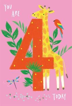 Giraffe 4th Birthday Card