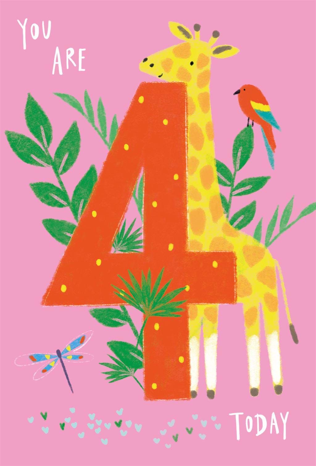 Giraffe 4th Birthday Card