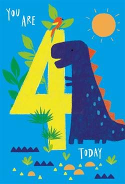 Dino 4th Birthday Card