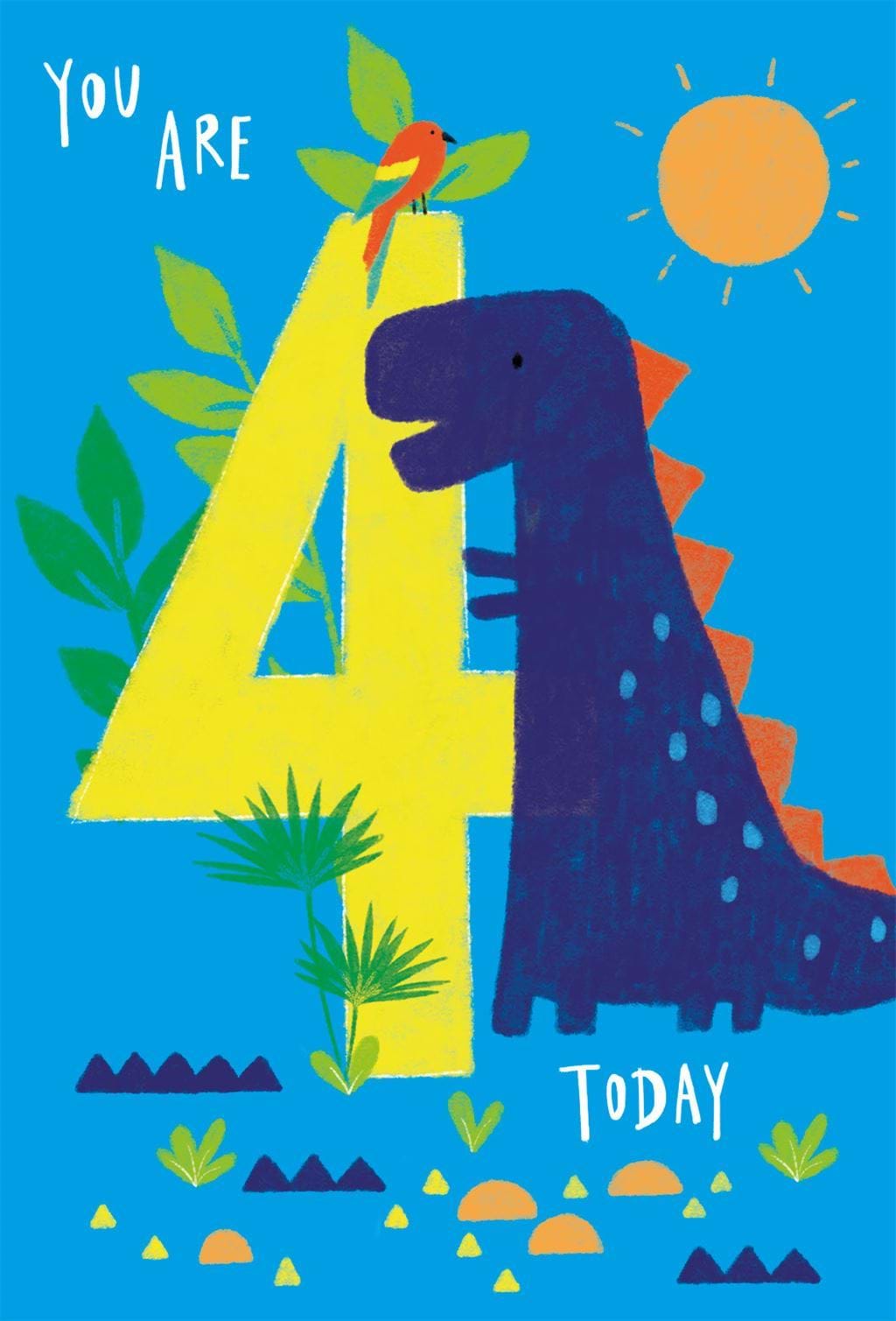 Dino 4th Birthday Card