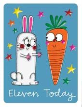 Rabbit 11th Birthday Card