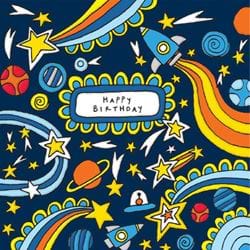 Space Doodles Birthday Card