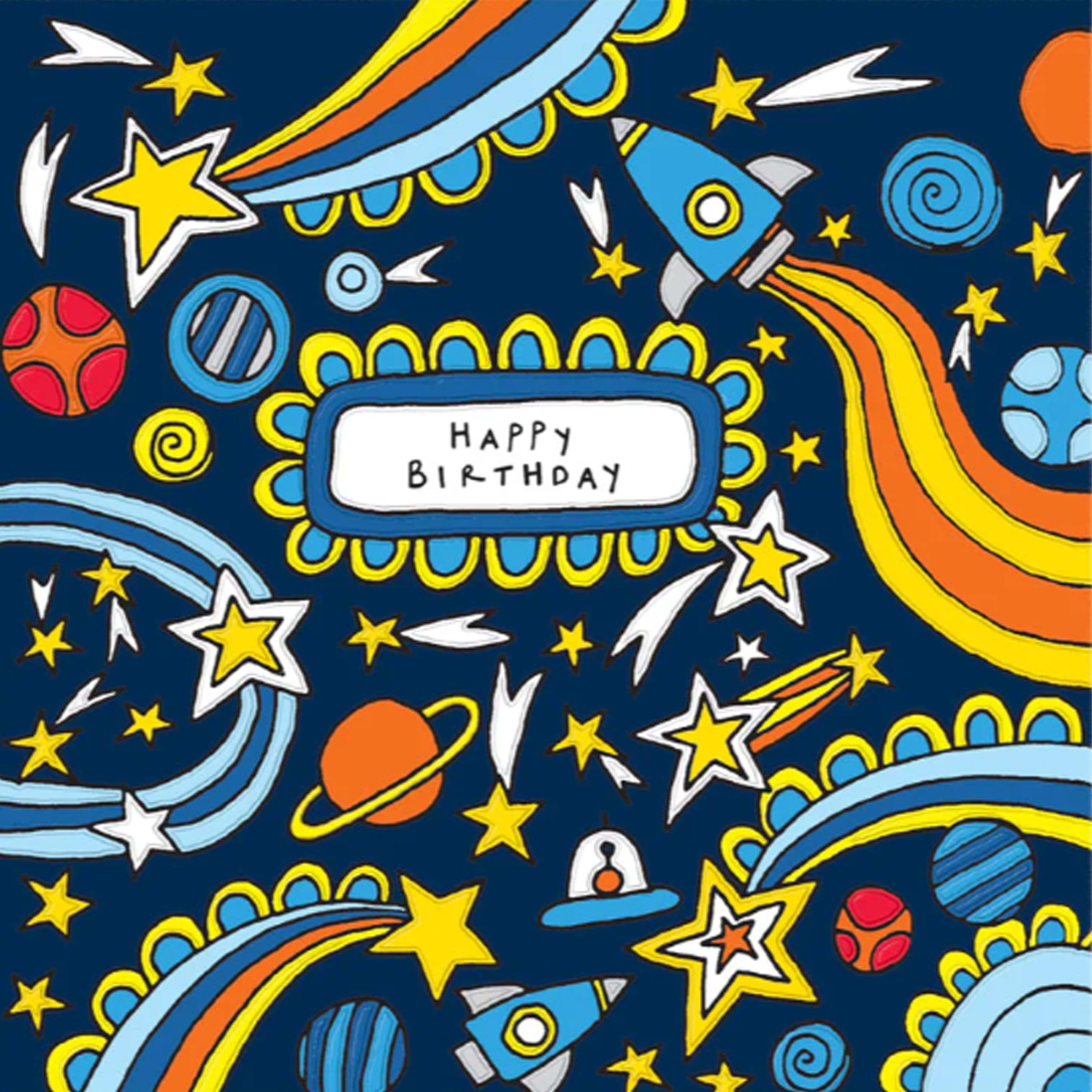 Space Doodles Birthday Card