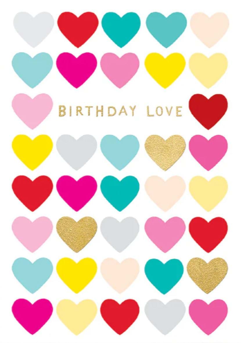 Love Hearts Birthday Card