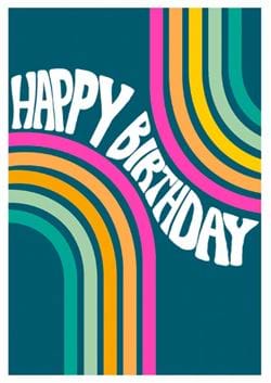 Rainbow Waves Birthday Card