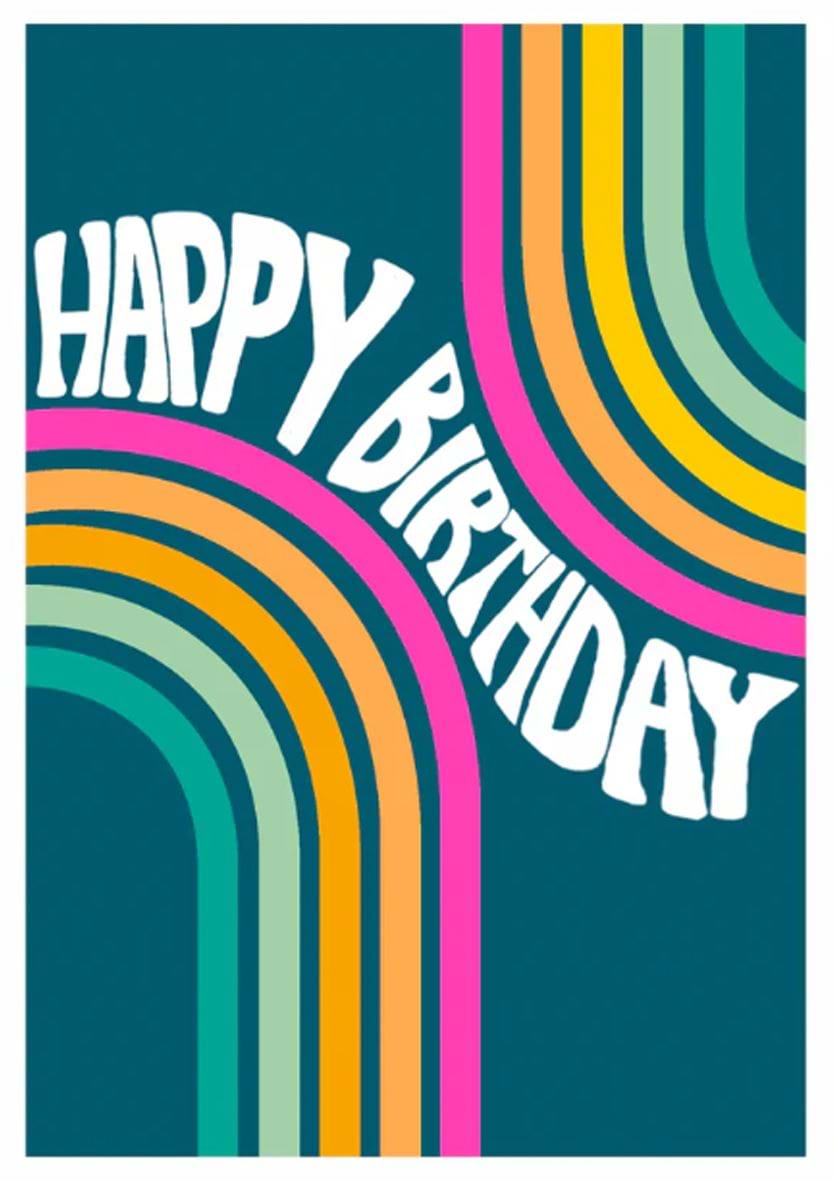 Rainbow Waves Birthday Card