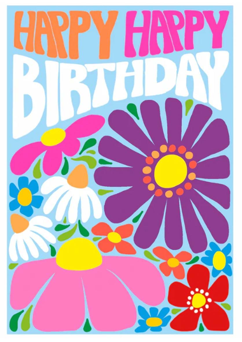 Flower Power Birthday Card