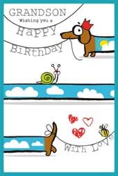 Party Pup Grandson Birthday Card