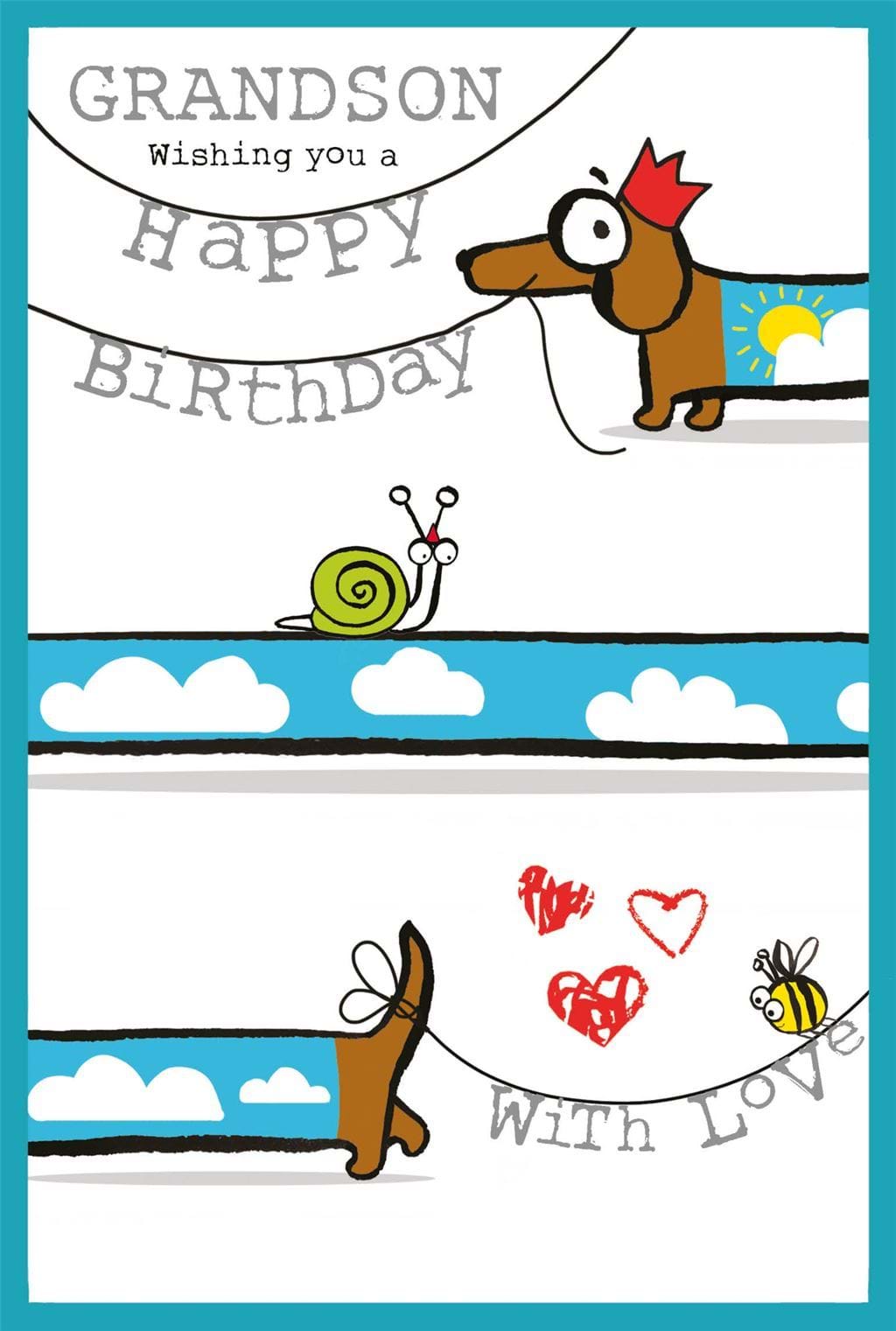 Party Pup Grandson Birthday Card