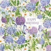 Purple Flowers Birthday Card