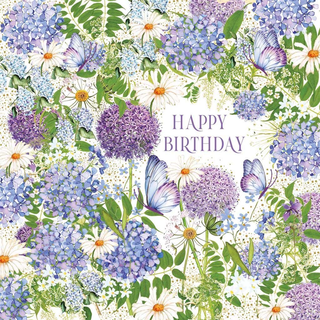 Purple Flowers Birthday Card