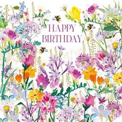 Flowers and Bees Birthday Card