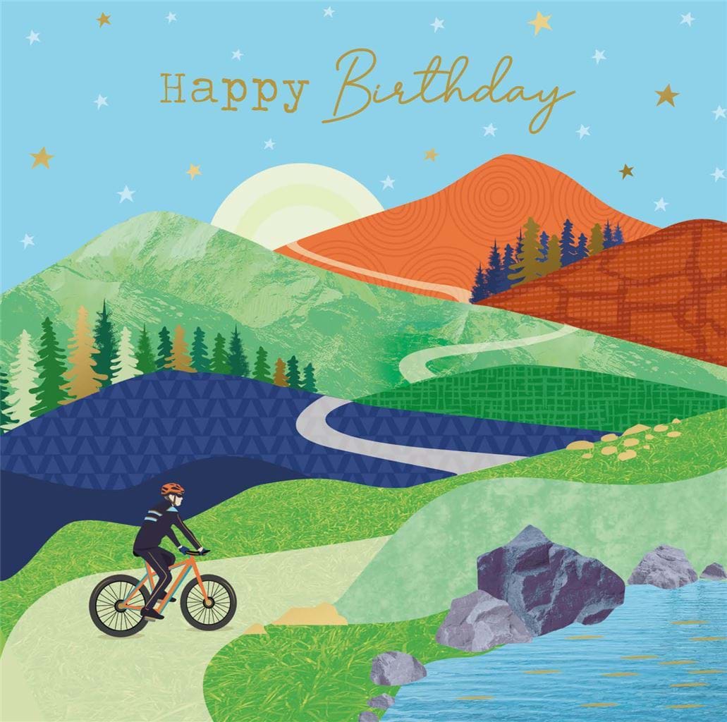 Cycling Hills Birthday Card