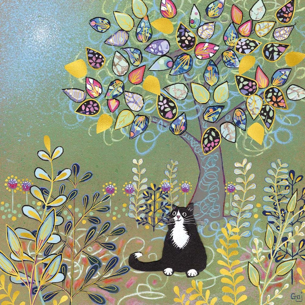 Black Cat Tree Greeting Card
