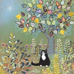 Black Cat Tree Greeting Card