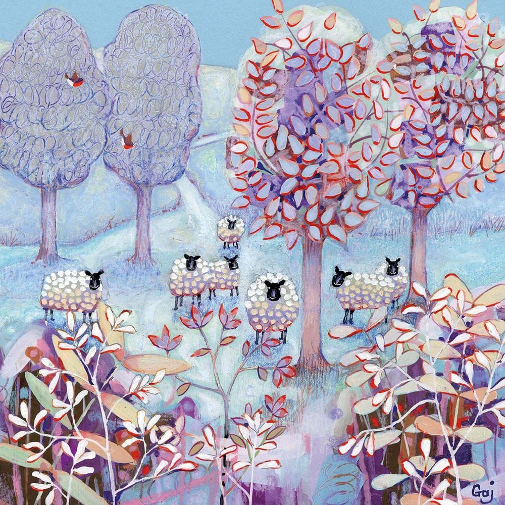 Sheep and Trees Greeting Card