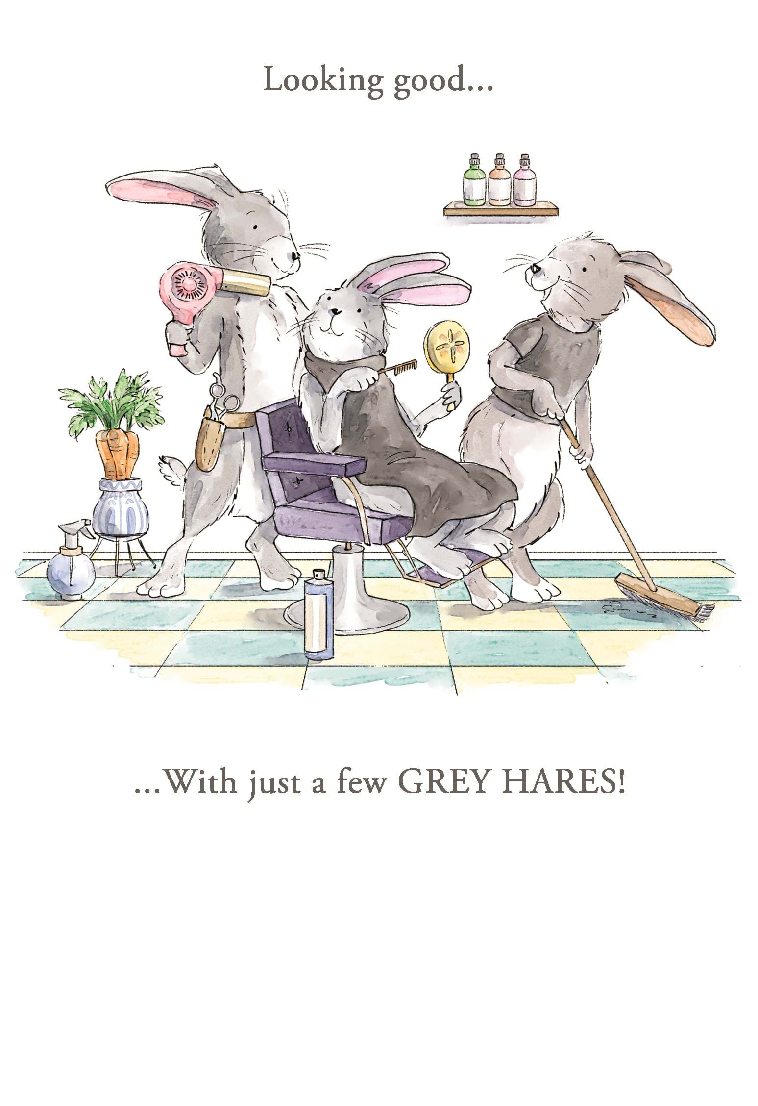 Just A Few Grey Hares Birthday Card