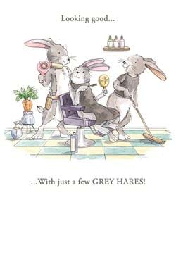 Just A Few Grey Hares Birthday Card