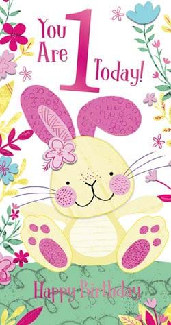 Rabbit 1st Birthday Card