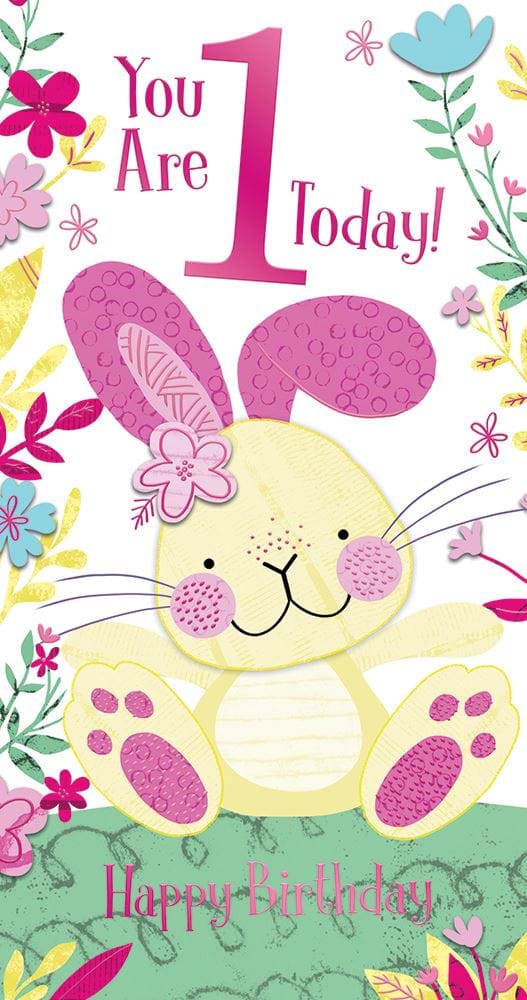 Rabbit 1st Birthday Card