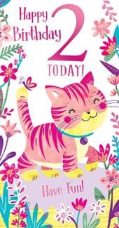 Cat 2nd Birthday Card