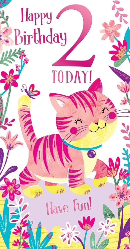 Cat 2nd Birthday Card