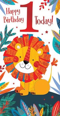 Lion 1st Birthday Card