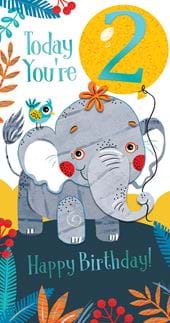 Elephant 2nd Birthday Card