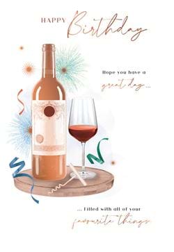 Glass Of Wine Birthday Card