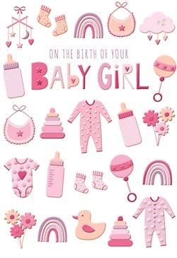 Pink New Baby Girl Card