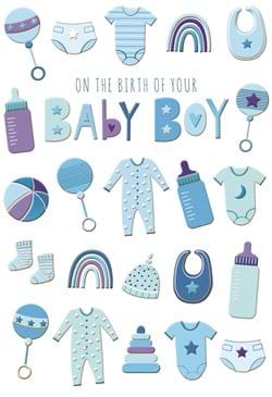 Blue New Baby Boy Card