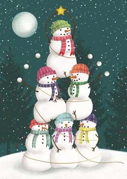 Snowman Tree - Personalised Christmas Card