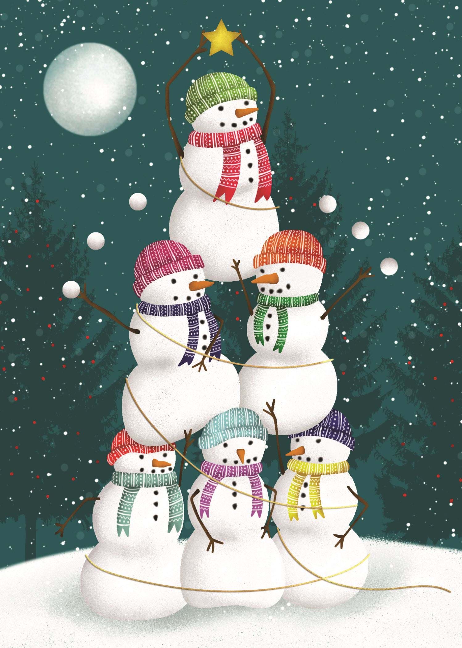Snowman Tree - Personalised Christmas Card