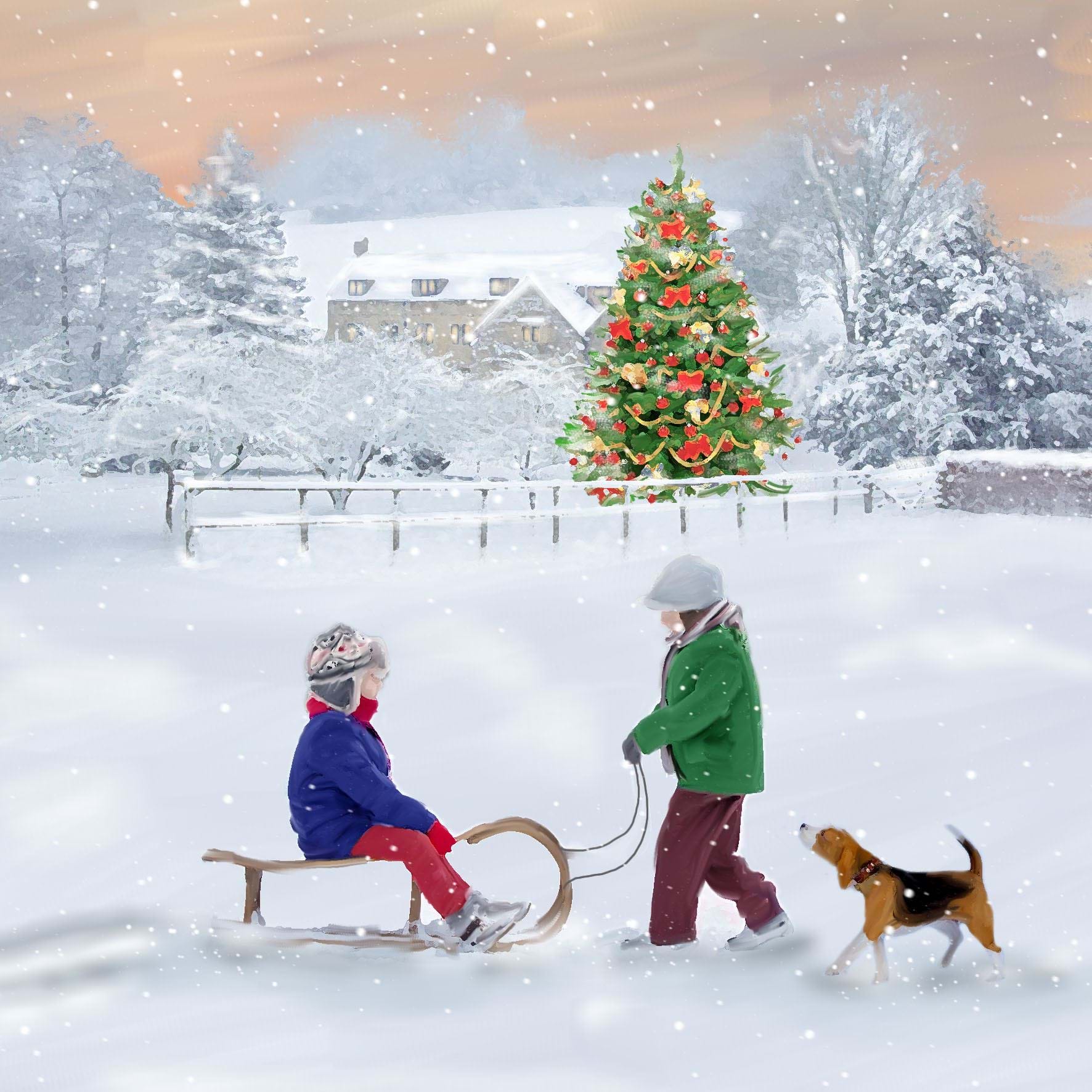Christmas Sledge, NSPCC Christmas Cards - Pack of 10