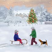 Christmas Sledge, NSPCC Christmas Cards - Pack of 10