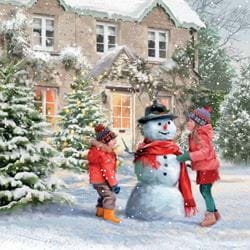 Joy Building a Snowman - Personalised Christmas Card