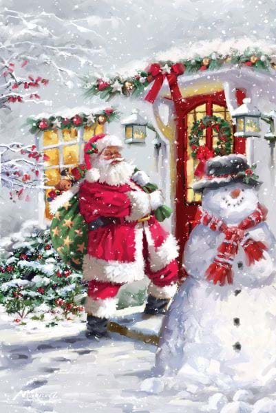 Santa at the Door - Personalised Christmas Card