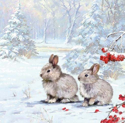 Woodland Rabbits - Personalised Christmas Card