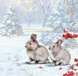 Woodland Rabbits - Personalised Christmas Card