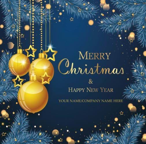 Golden Baubles - Front Personalised Christmas Card